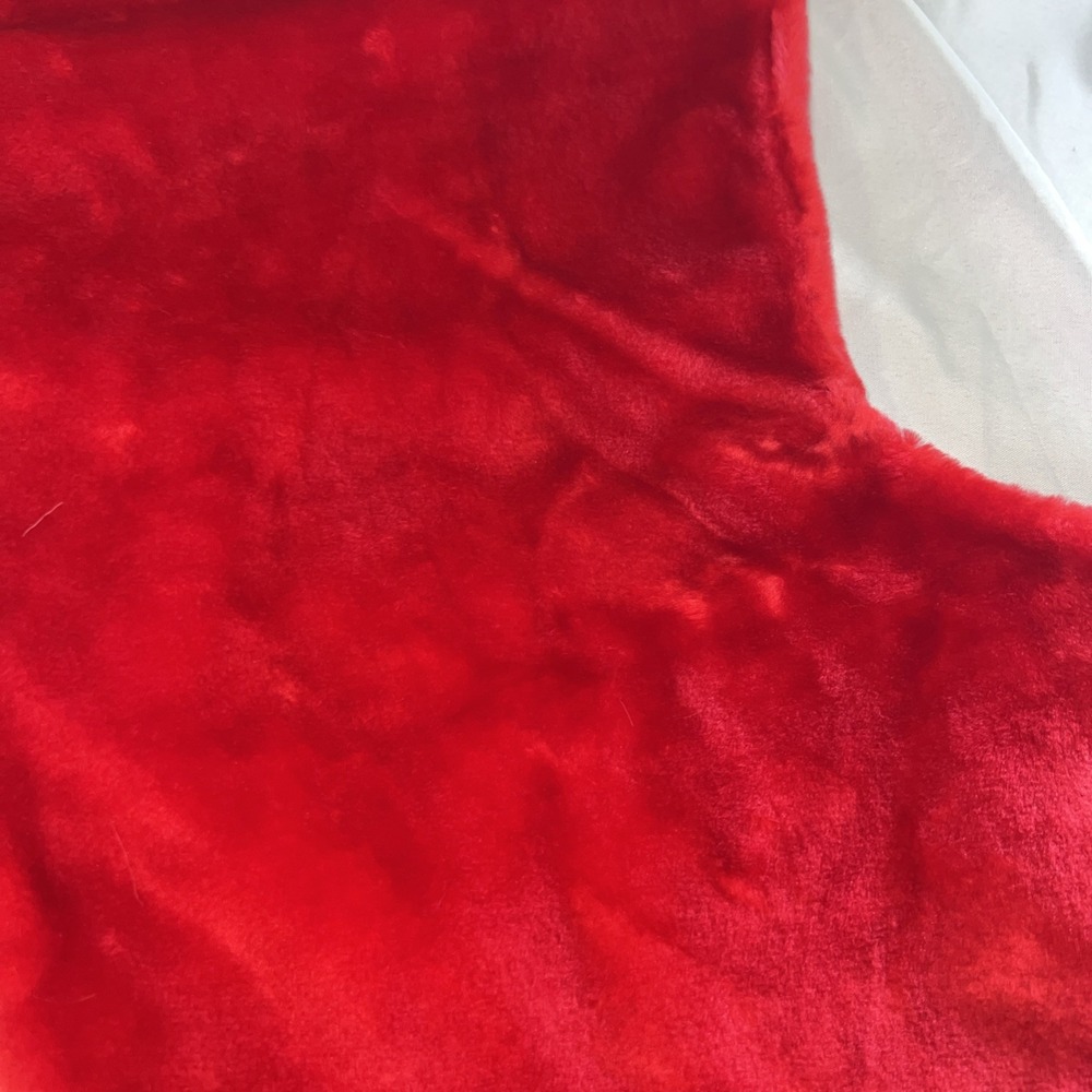 X-Large  Christmas 31 Stocking Cherry Plush With Holly‎ Vintage - Picture 5 of 7